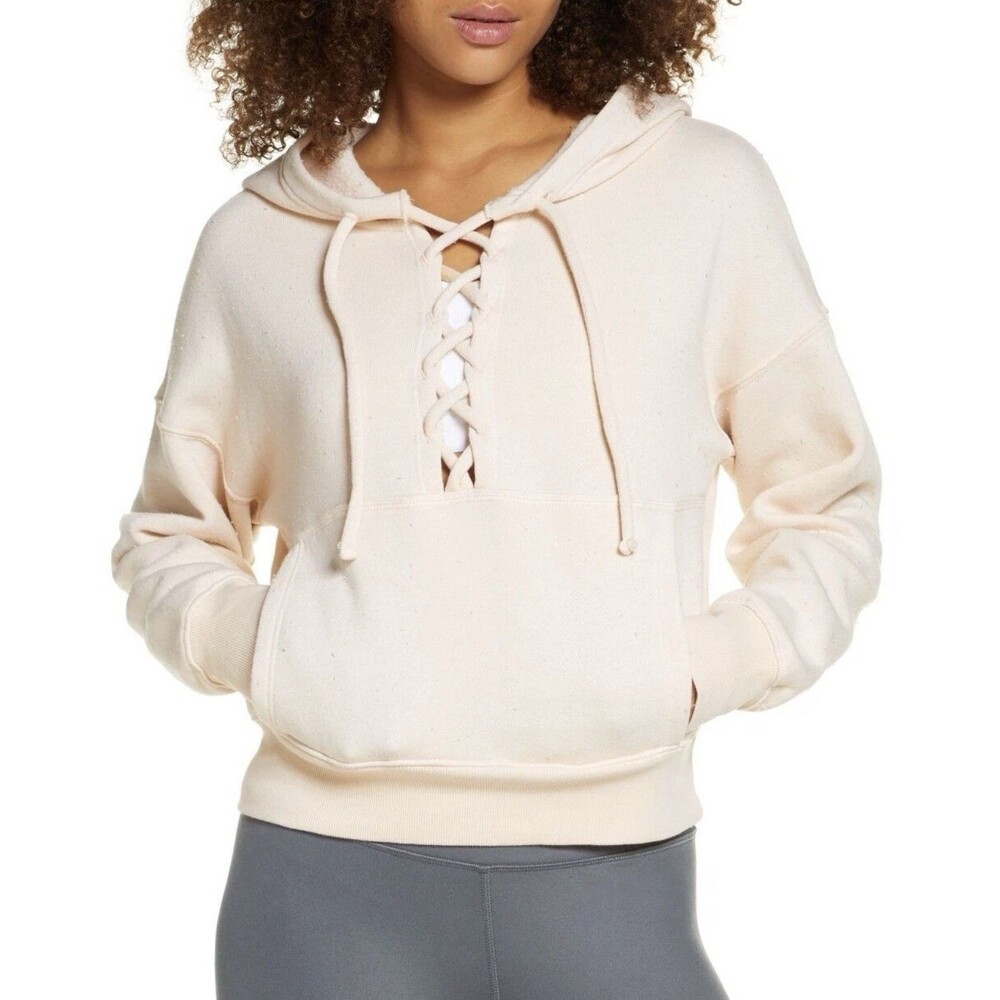 Free People Fp Movement Believe It Lace-Up Hoodie Yellow Size S